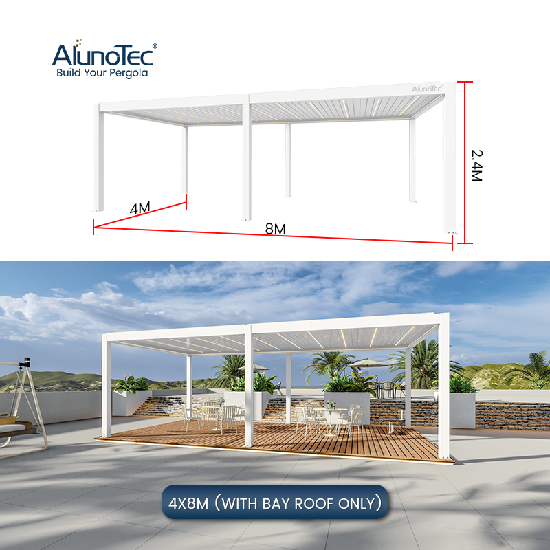 AlunoTec Weather-resistant Sun-protective Rainproof Garden Poolside Patio Pergola with Glass Door