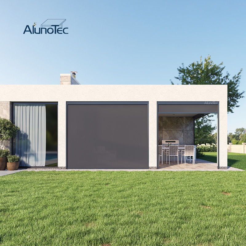 AlunoTec Fire-Retardant FabricHeavy Duty Windproof Zip Screen Wind Rated Patio Blinds Hurricane Grade Zipped Bilnds