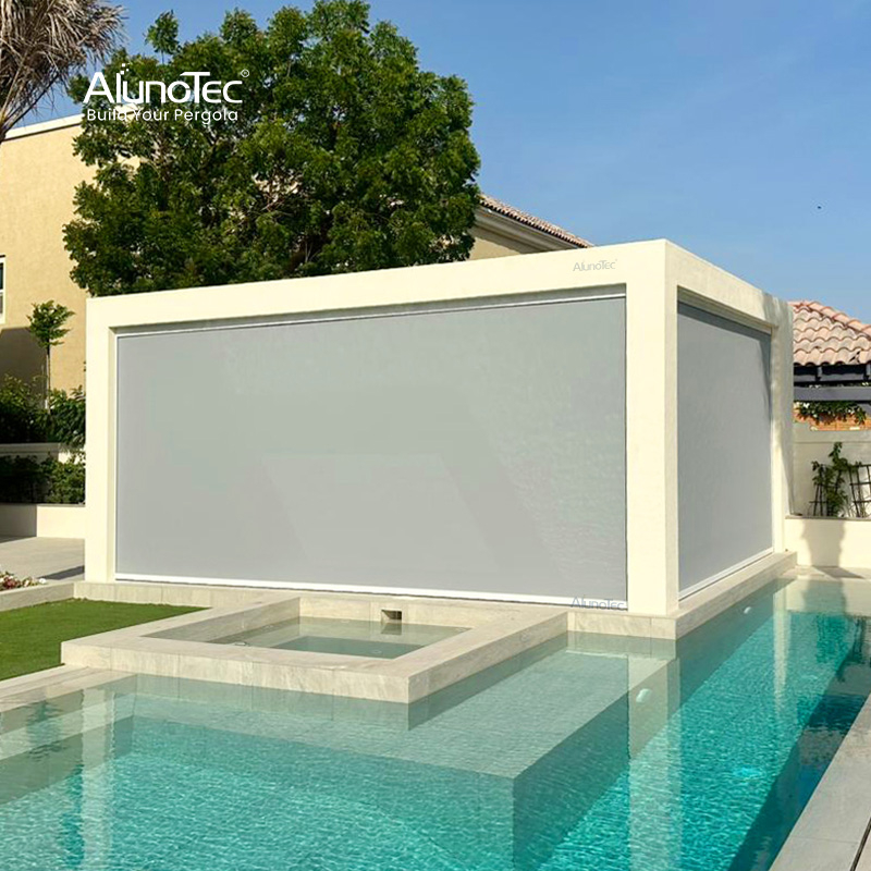 AlunoTec Fire-Retardant FabricHeavy Duty Windproof Zip Screen Wind Rated Patio Blinds Hurricane Grade Zipped Bilnds