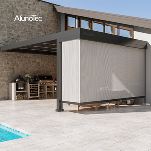  AlunoTec New Motorized Privacy 90° Corners Corner Motorized Waterproof Sunshade Flame Zipped Blinds