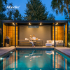 AlunoTec Outdoor Opening Roof Systems Motorized Grey 3x4 Meter Pergola Covers Designs with Fencing