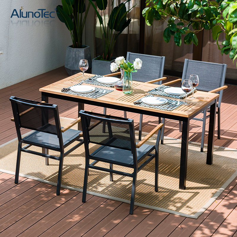 Europe Design Patio Furniture Aluminium Textliene 4 Seater Outdoor Garden Dining Set
