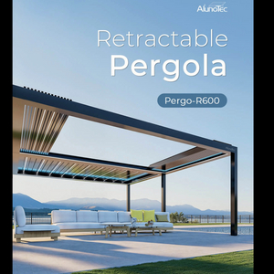 AlunoTec New Pergo-R600 Custom Motorized Panoramic Sky Opening Retractable Louver Pergola