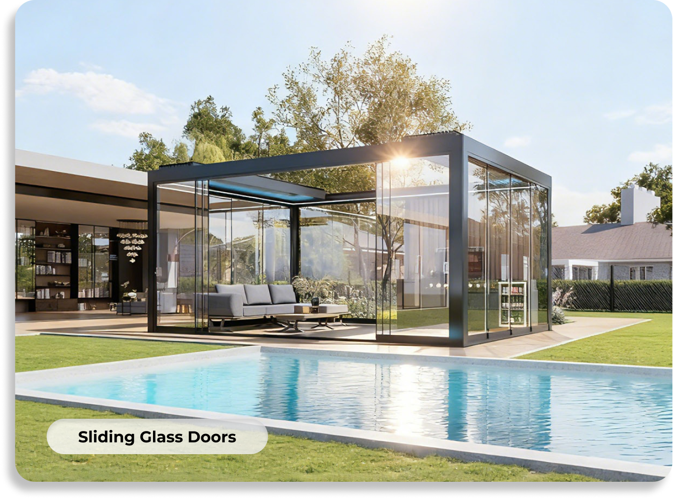 Pergola with glass door