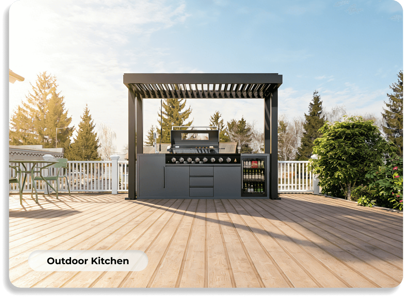 pergola with outdoor kitchen