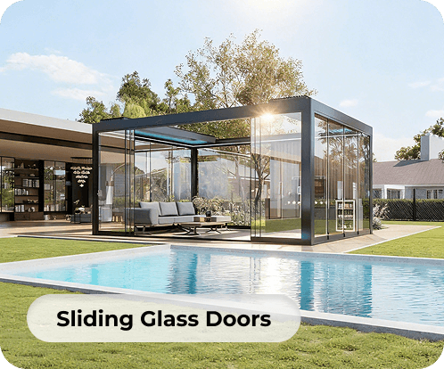 Pergola with glass door