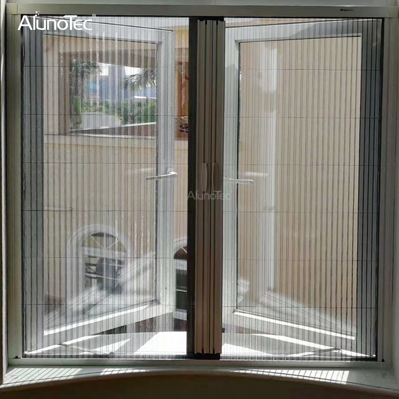 Manufacturer Pleated Insect Screen Barrier Free Retractable Fly Screen Door For Balcony