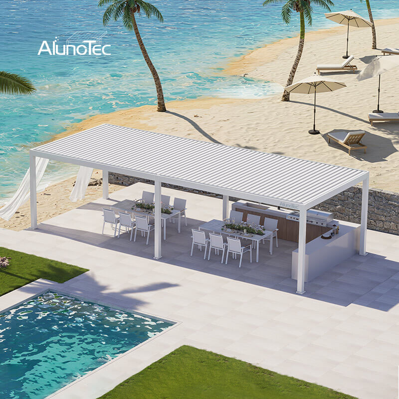 AlunoTec New Custom PALORA P6 110° Louver 6063T5 Aluminum Outdoor Patio Pergola