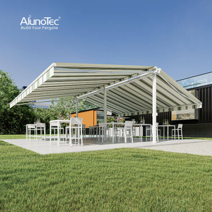 AlunoTec Outdoor Restaurant Sunshade Patio Cover Aluminium Waterproof Motorized Cassette Retractable Awning 