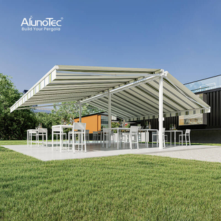 AlunoTec Outdoor Restaurant Sunshade Patio Cover Aluminium Waterproof Motorized Cassette Retractable Awning 