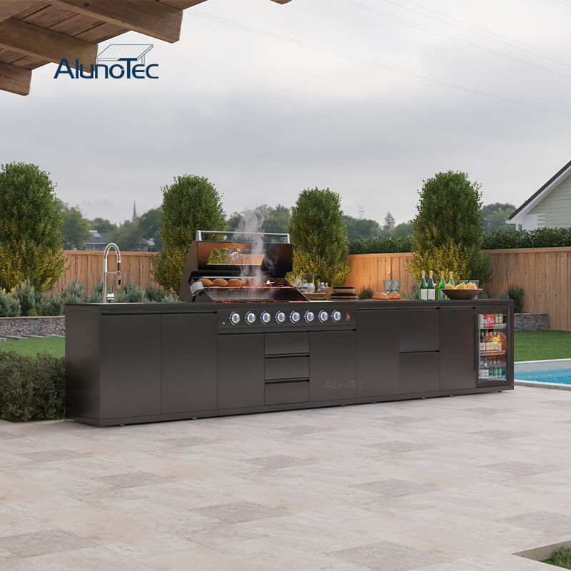 AlunoTec Multi-fuel Cooking 304 Stainless Steel Weatherproof Grill Pizza Oven Outdoor Kitchen Kits