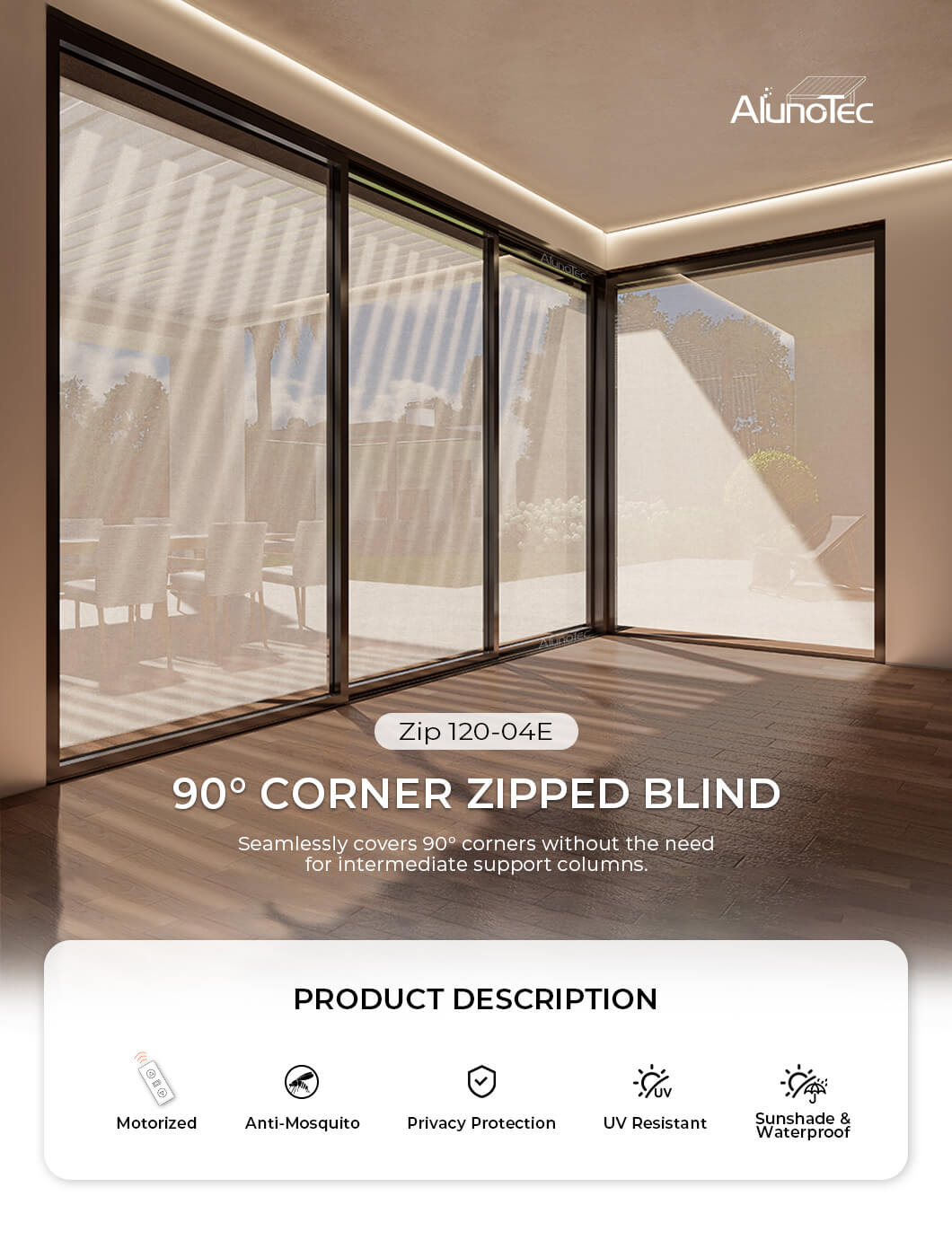 90&deg; corner Zipped blinds (1)