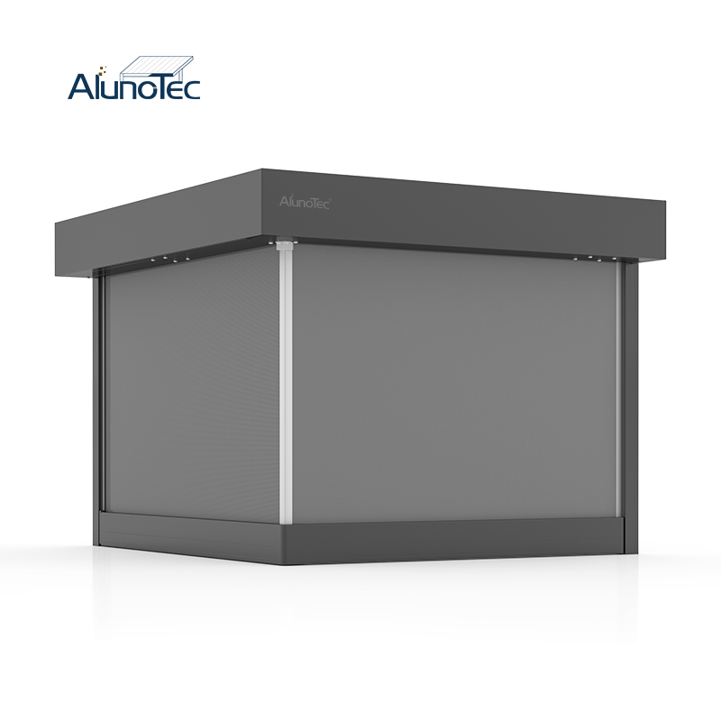  AlunoTec New Motorized Privacy 90° Corners Corner Motorized Waterproof Sunshade Flame Zipped Blinds