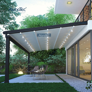 AlunoTec Outdoor Sun Shade Aluminum Retractable Awning Deck Patio Canopies Folding Pergola for garden