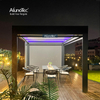 AlunoTec Louvered Patio Cover Motorized Ceiling Pergola Area with Automatic Screens