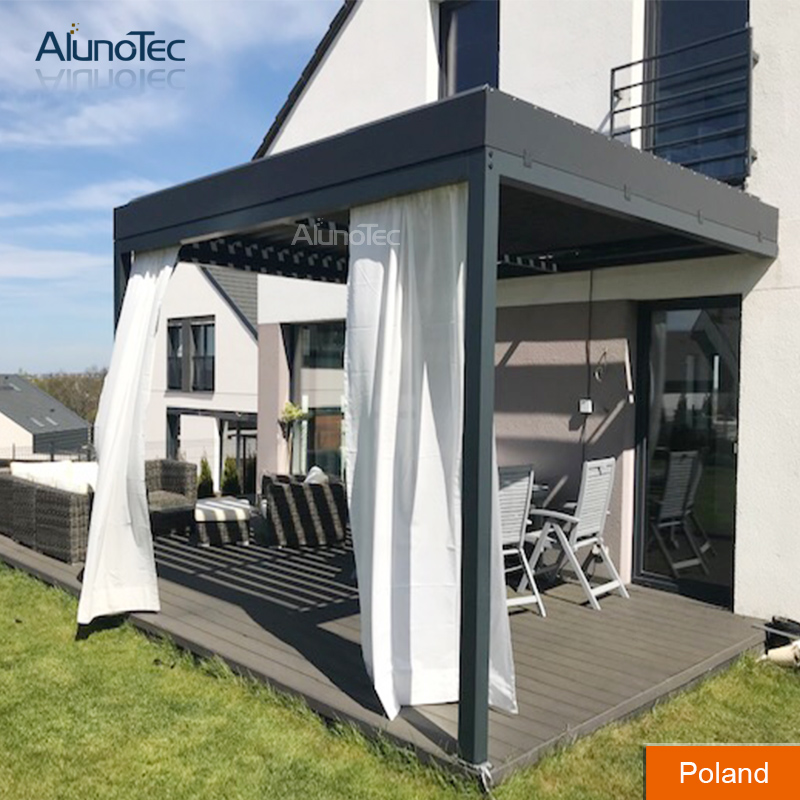 AlunoTec Aluminum Motorized Bioclimatic Louvered Pergola Roof System in Poland