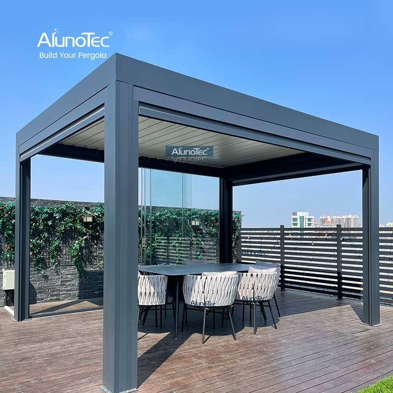 ALUNO Outdoor Backyard Automatic Structure Louvres System Electric Sun Awning