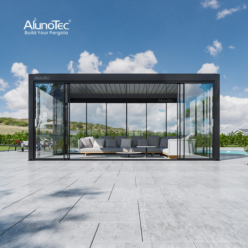 AlunoTec Manufacturers USA UK CA Luxury Pergolas Aluminum Patio Sunroom Black Outside Pergola Kits 