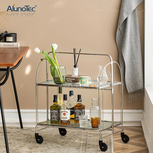 Manufacturer Classic Style Collapsible Kitchen Serving Table Hand Storage Folding Tea Bar Cart