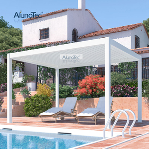 AlunoTec Factory Direct Price Motorized/Manual Operable Aluminum Louvre Roof Garden Gazebo Waterproof Outdoor Pergola 