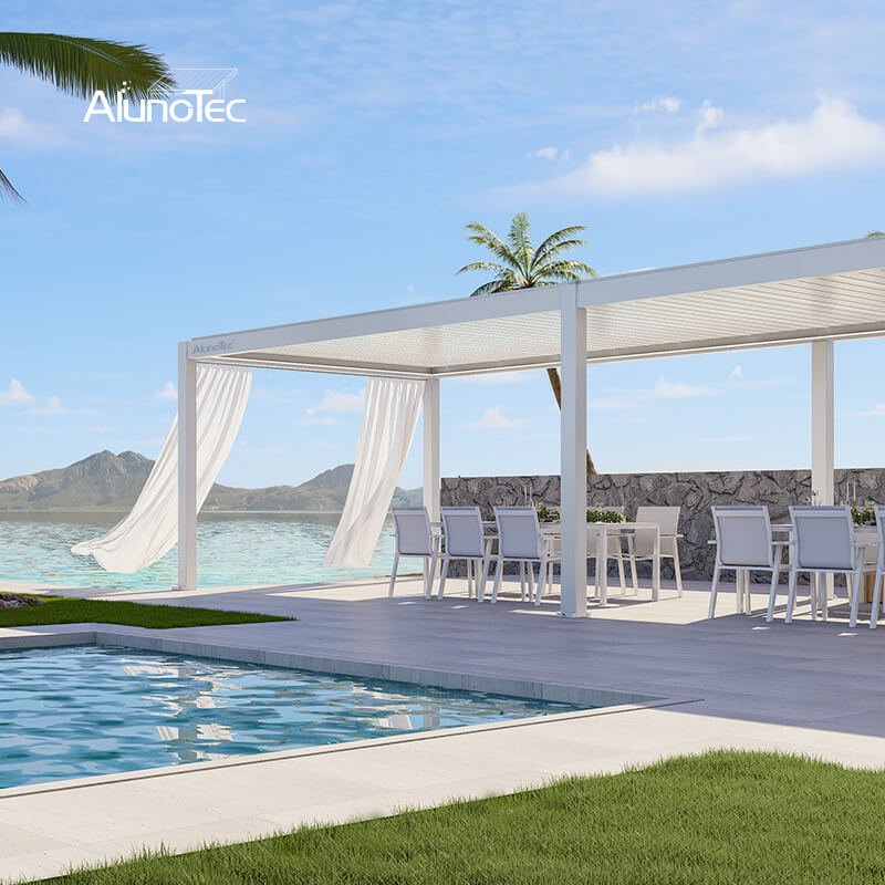 AlunoTec New Custom PALORA P6 110° Louver 6063T5 Aluminum Outdoor Patio Pergola
