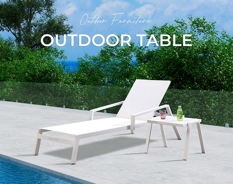 AlunoTec Lounge Chaise Sets Patio Conversation Bed Chairs Garden Outdoor Table