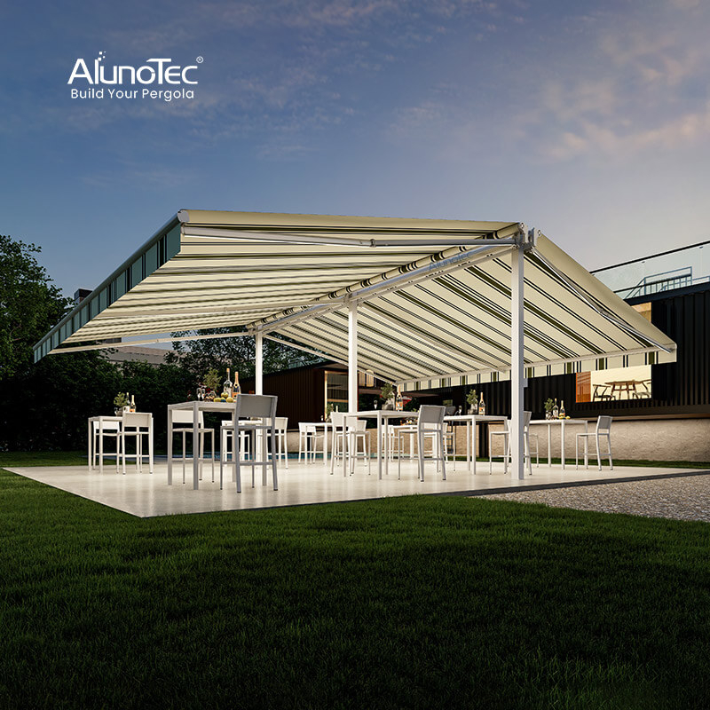 AlunoTec Parking Patio Windproof Motorized Retractable Folding Roof Cassette Awning