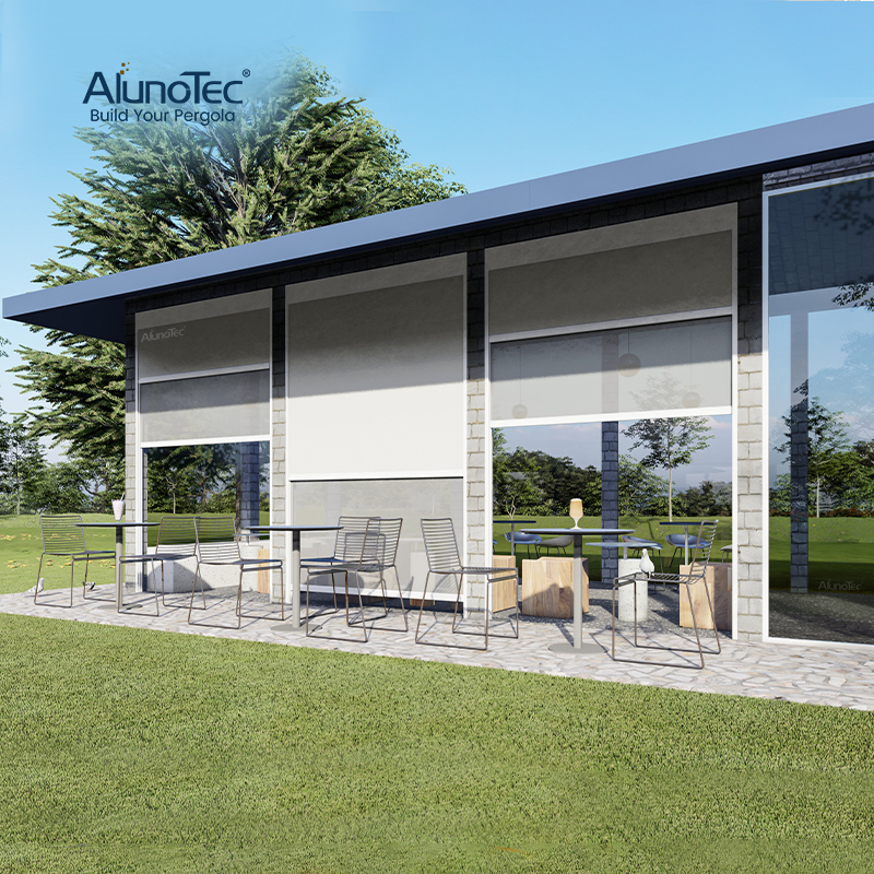 AlunoTec New Manual Motorized Zip Screen Heat Insulated Double Layer Roller Blinds
