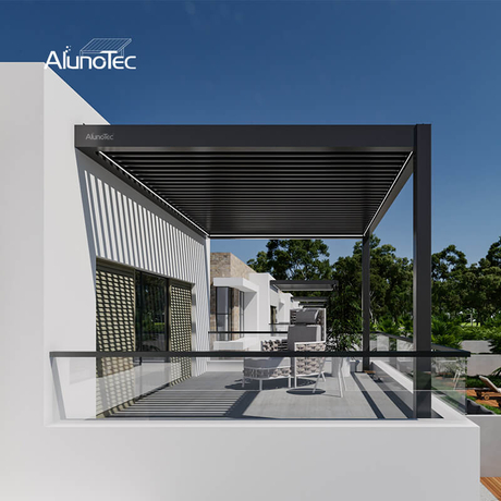AlunoTec Electric Wall Mounted Pergola with Motorized Louvers