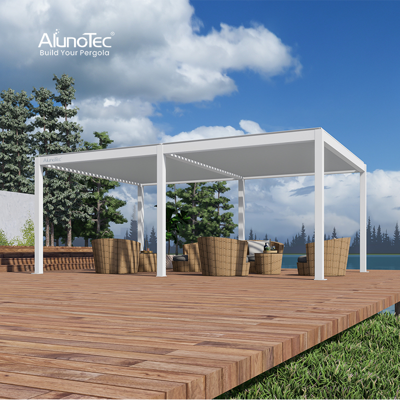 Outdoor Waterproof Garden Gazebo Motorized Pergola Aluminum Louver Roof Systems