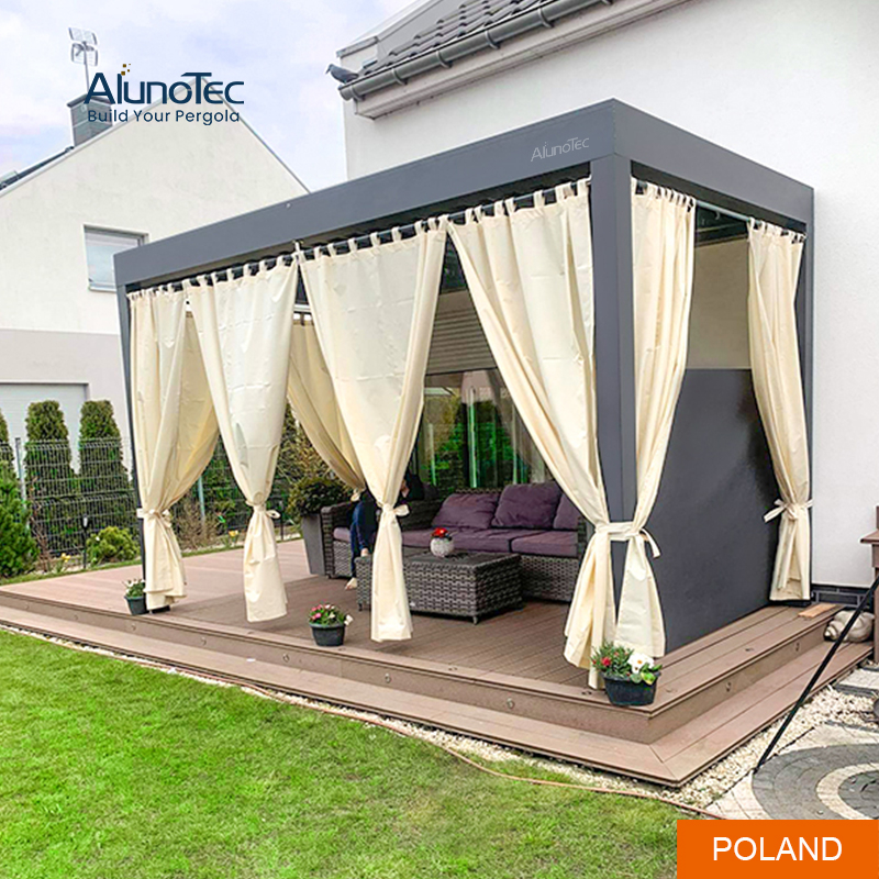 AlunoTec Aluminum Motorized Bioclimatic Louvered Pergola Roof System in Poland
