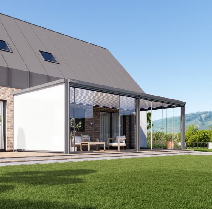 pergola with glass door