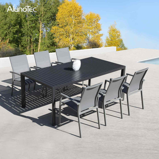 Outdoor Patio Table Set Garden Furniture Dining Set with Sling Chairs