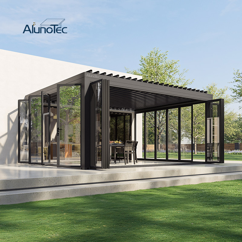 AlunoTec Custom Heavy-duty Any Structure Motorized Manual All Seasons Louvered Pergola
