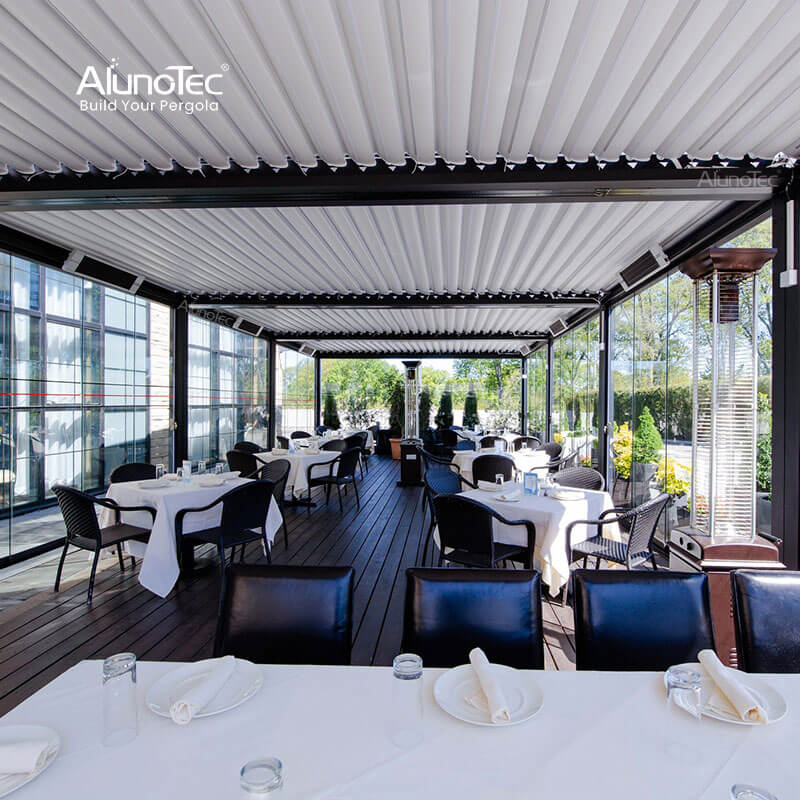 AlunoTec Custom Large Sizes 6x9m 10x11m Home Restaurant Hotel Gym Sunshade Louvered Architectural Pergola Systems