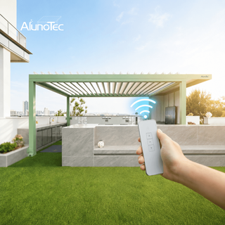 AlunoTec Backyard Roof Factory Bioclimatic Patio Cover Louvred Electric Pergola