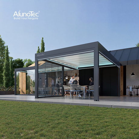 AlunoTec Commercial Patio Enclosure Pergola for Restaurant Hotel