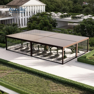 AlunoTec Custom Large Sizes 6x9m 10x11m Home Restaurant Hotel Gym Sunshade Louvered Pergola