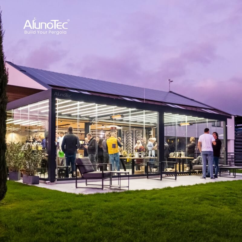 AlunoTec Custom Large Sizes 6x9m 10x11m Home Restaurant Hotel Gym Sunshade Louvered Architectural Pergola Systems
