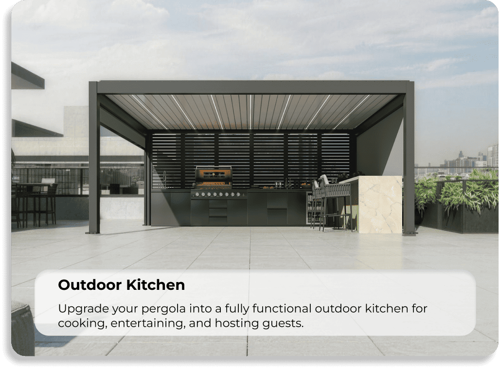 pergola with outdoor kitchen