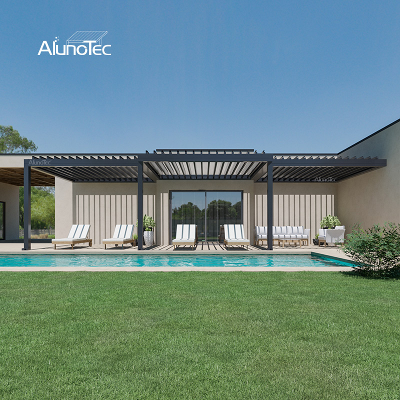 AlunoTec Custom Large Sizes 6x9m 10x11m Home Restaurant Hotel Gym Sunshade Louvered Pergola
