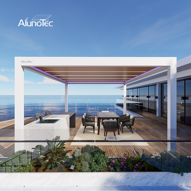 AlunoTec Backyard Roof Factory Bioclimatic Patio Cover Louvred Electric Pergola