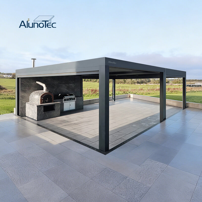 AlunoTec Easy Install Patio Cover Louvered Roof System Outdoor Sunshade Pergola 