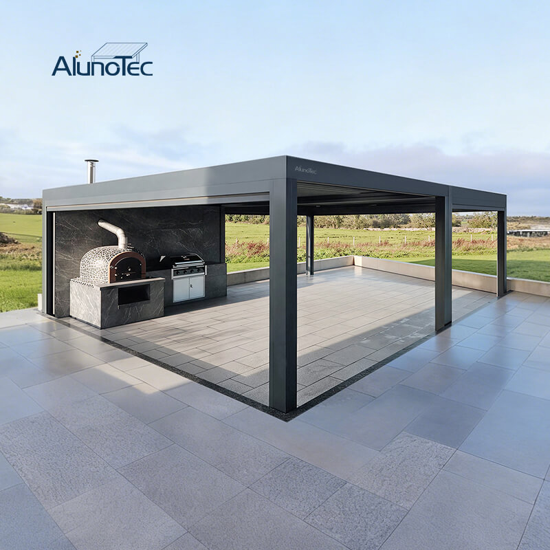 AlunoTec Easy Install Patio Cover Louvered Roof System Outdoor Sunshade Pergola 