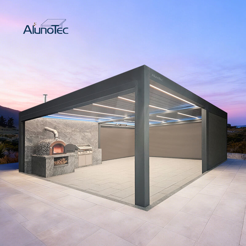 AlunoTec Easy Install Patio Cover Louvered Roof System Outdoor Sunshade Pergola 