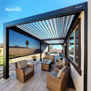AlunoTec Easy Install Patio Cover All Weather Louvered Roof System Outdoor Sunshade Pergola 