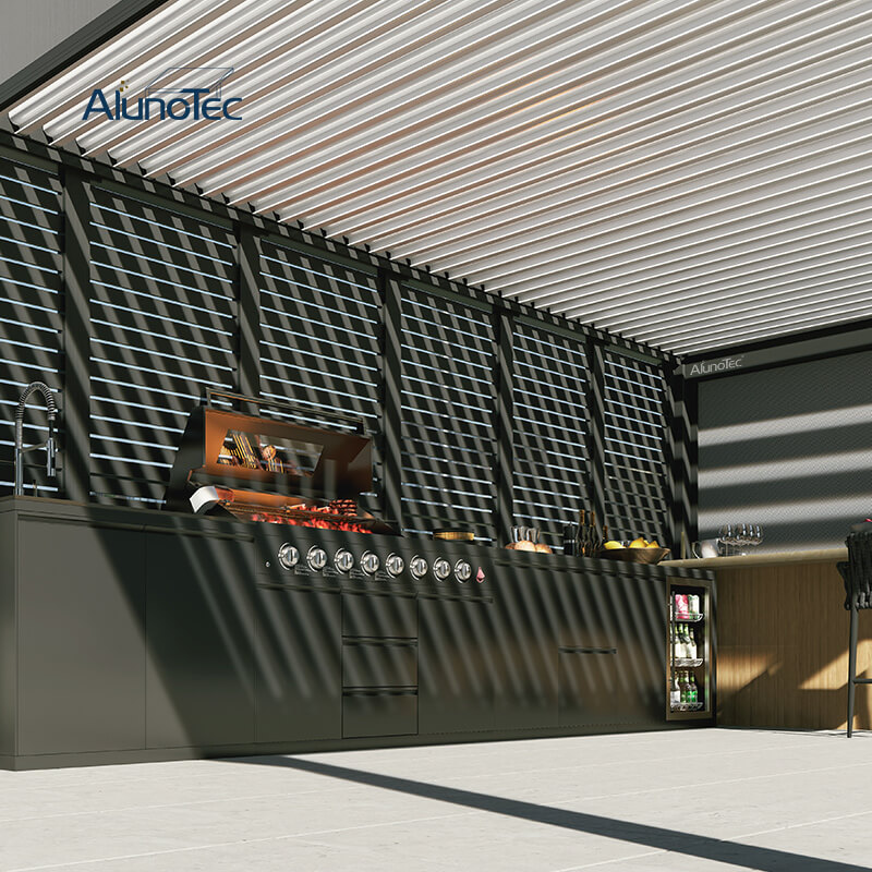 AlunoTec Easy Install 12x16 14x20 Modern Patio Cover Pergola with Roof Outdoor Kitchen