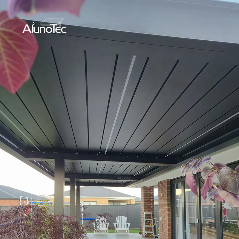 AlunoTec Easy Install Patio Cover Louvered Roof System Outdoor Sunshade Pergola 