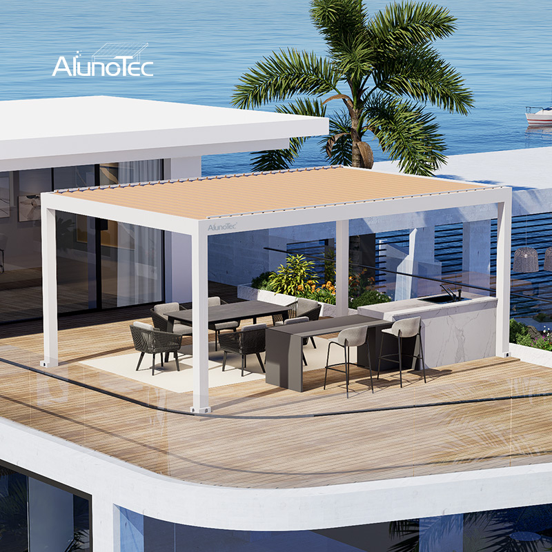 AlunoTec Backyard Roof Factory Bioclimatic Patio Cover Louvred Electric Pergola