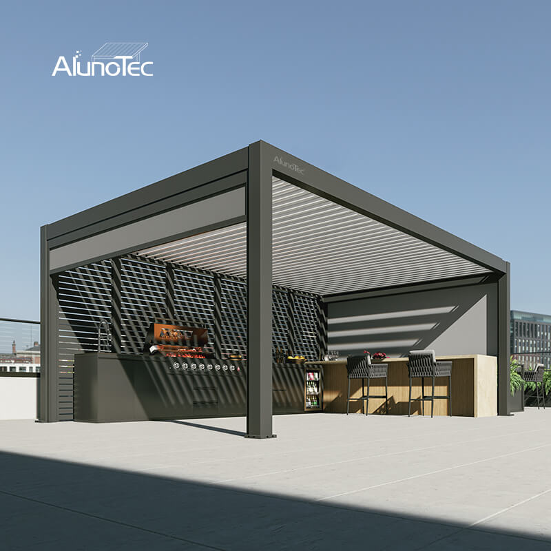 AlunoTec Easy Install 12x16 14x20 Modern Patio Cover Pergola with Roof Outdoor Kitchen